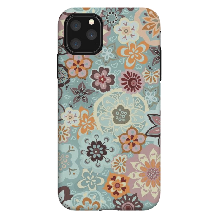 iPhone 11 Pro Max StrongFit Beautiful Bouquet of Blooms-Blue and Pink by Paula Ohreen