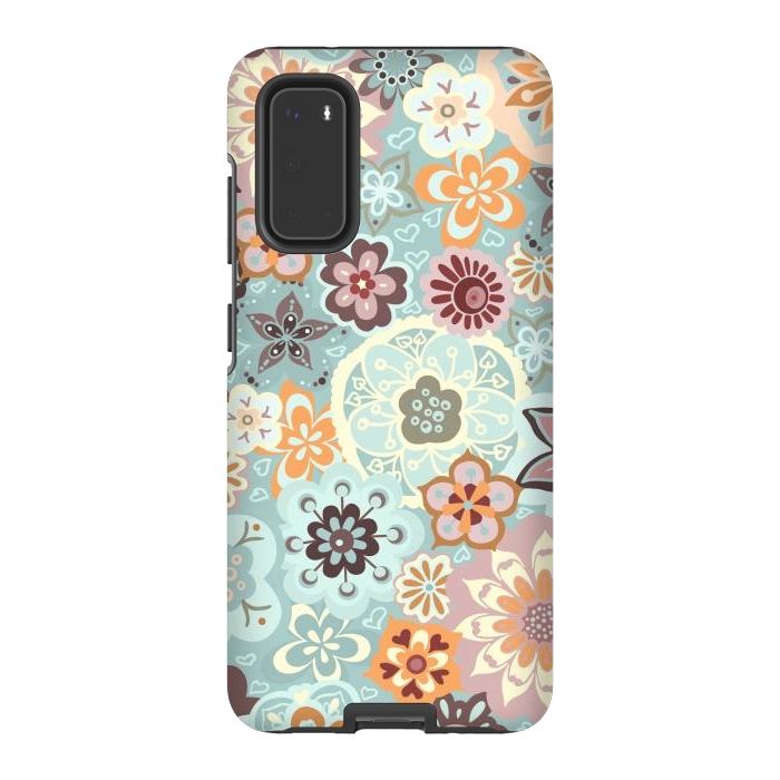 Galaxy S20 StrongFit Beautiful Bouquet of Blooms-Blue and Pink by Paula Ohreen