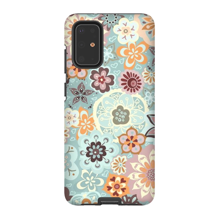 Galaxy S20 Plus StrongFit Beautiful Bouquet of Blooms-Blue and Pink by Paula Ohreen