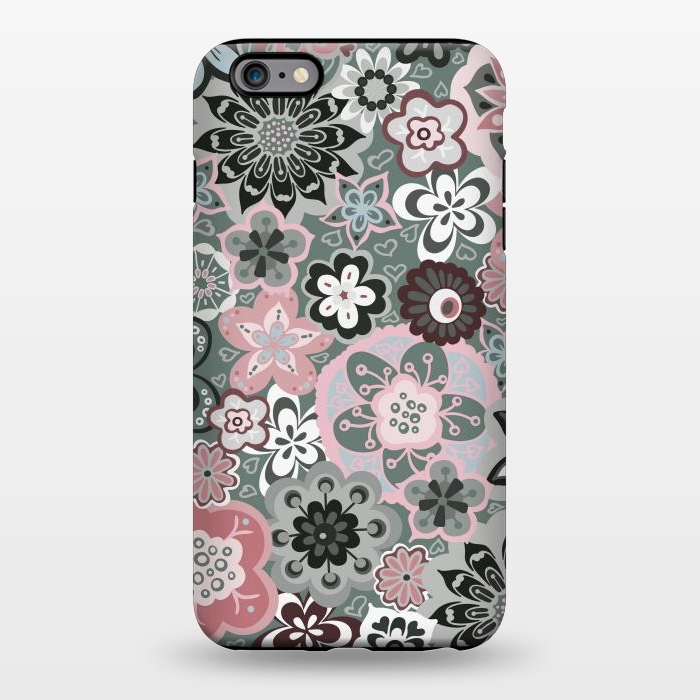 iPhone 6/6s plus StrongFit Beautiful Bouquet of Blooms-Dark Grey and Pink by Paula Ohreen