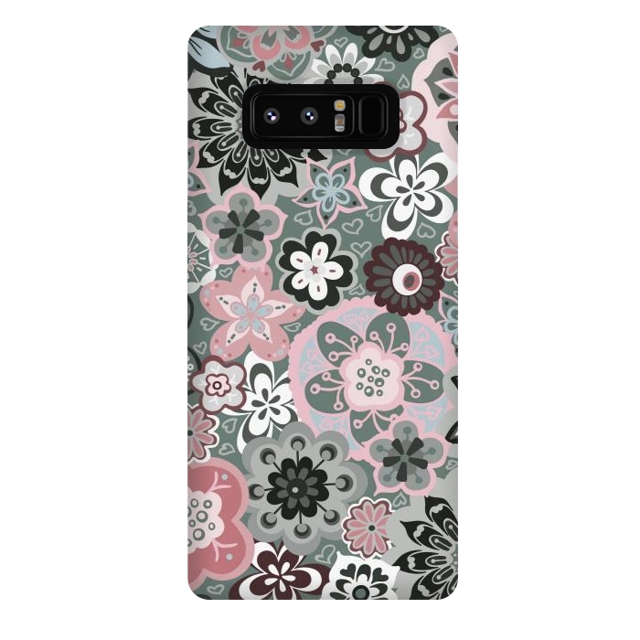 Galaxy Note 8 StrongFit Beautiful Bouquet of Blooms-Dark Grey and Pink by Paula Ohreen