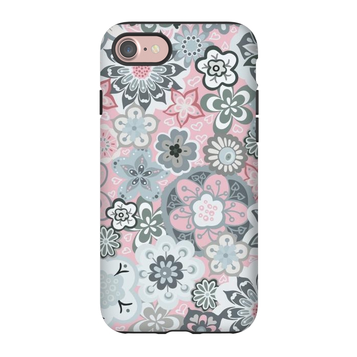 iPhone 7 StrongFit Beautiful Bouquet of Blooms-Light grey and pink by Paula Ohreen