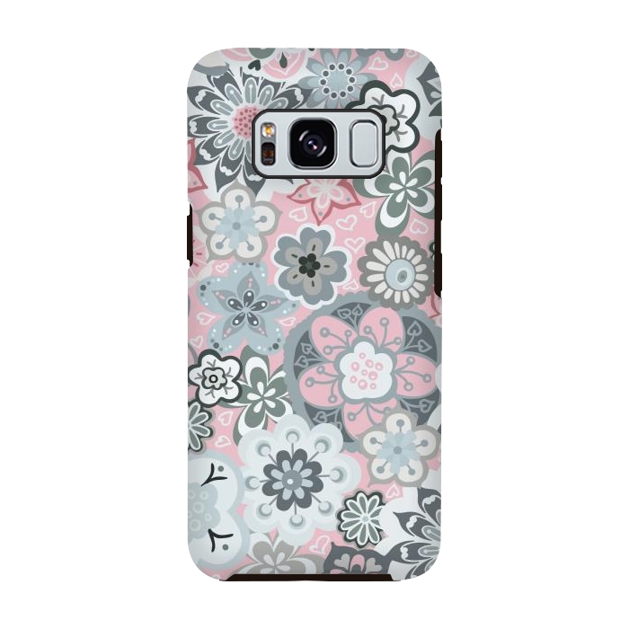 Galaxy S8 StrongFit Beautiful Bouquet of Blooms-Light grey and pink by Paula Ohreen