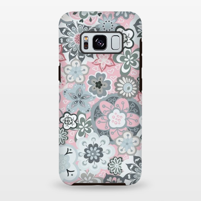 Galaxy S8 plus StrongFit Beautiful Bouquet of Blooms-Light grey and pink by Paula Ohreen