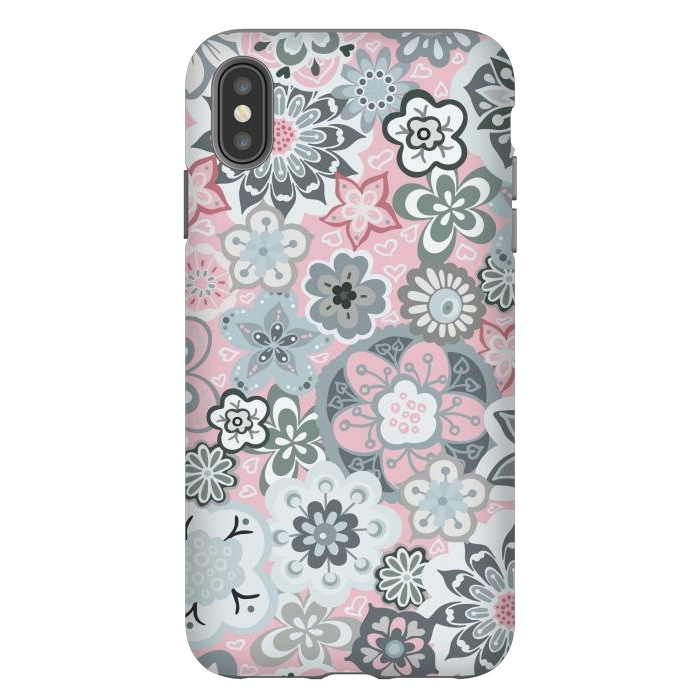 iPhone Xs Max StrongFit Beautiful Bouquet of Blooms-Light grey and pink by Paula Ohreen