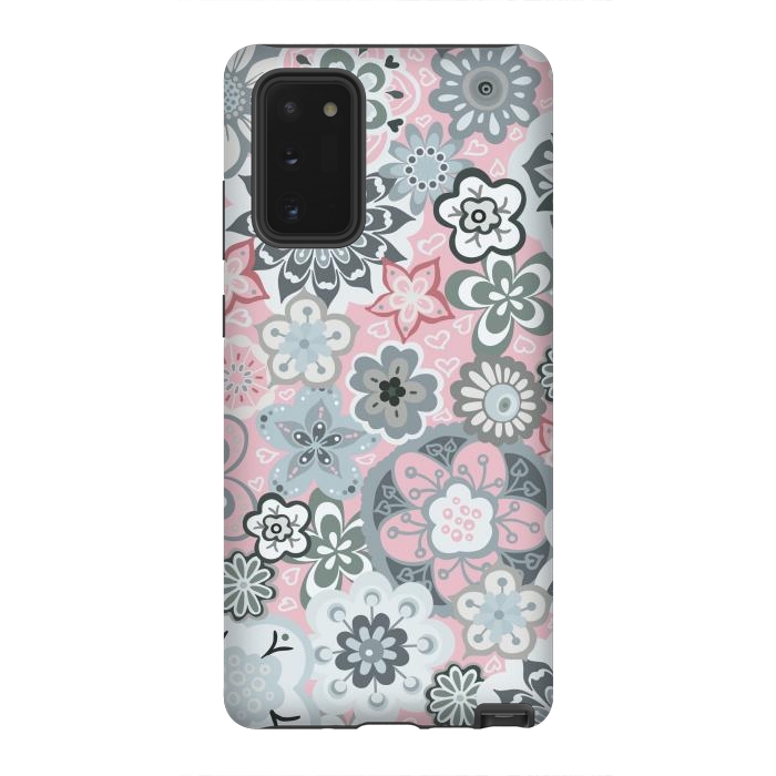 Galaxy Note 20 StrongFit Beautiful Bouquet of Blooms-Light grey and pink by Paula Ohreen