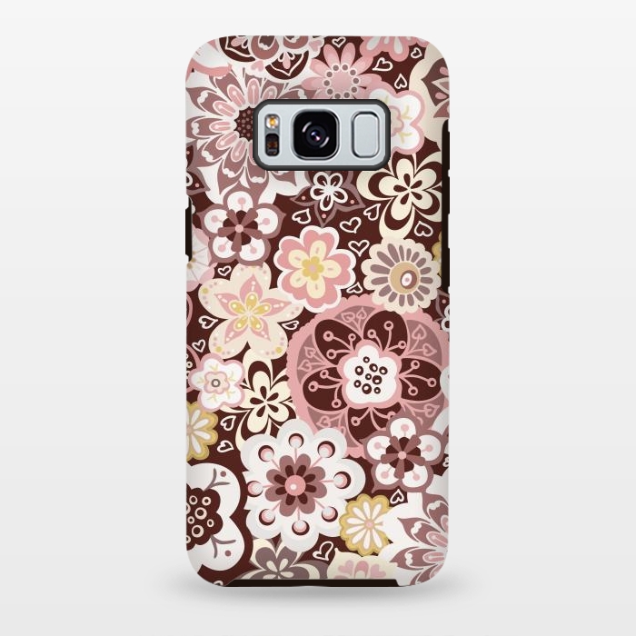 Galaxy S8 plus StrongFit Bouquet of Blooms-Brown and Yellow by Paula Ohreen