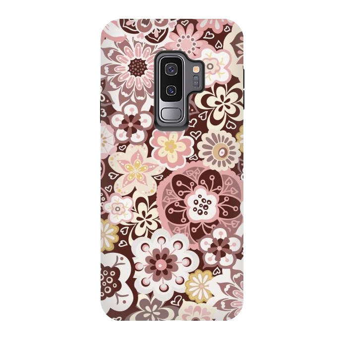 Galaxy S9 plus StrongFit Bouquet of Blooms-Brown and Yellow by Paula Ohreen