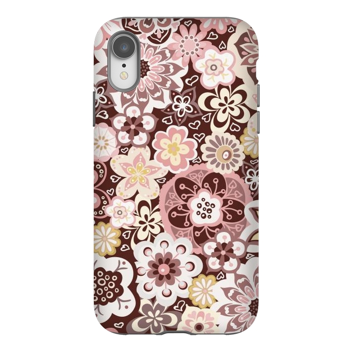 iPhone Xr StrongFit Bouquet of Blooms-Brown and Yellow by Paula Ohreen