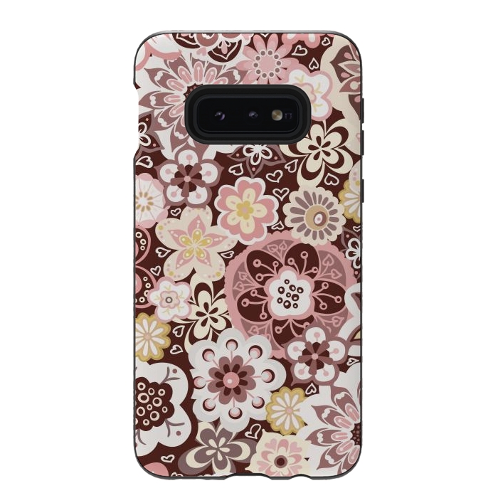 Galaxy S10e StrongFit Bouquet of Blooms-Brown and Yellow by Paula Ohreen