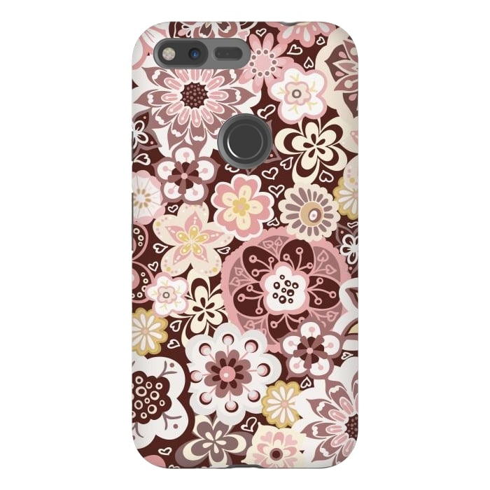 Pixel XL StrongFit Bouquet of Blooms-Brown and Yellow by Paula Ohreen