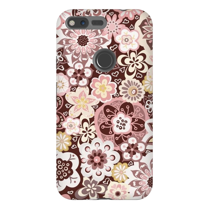 Pixel XL StrongFit Bouquet of Blooms-Brown and Yellow by Paula Ohreen