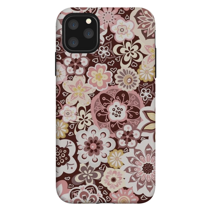 iPhone 11 Pro Max StrongFit Bouquet of Blooms-Brown and Yellow by Paula Ohreen