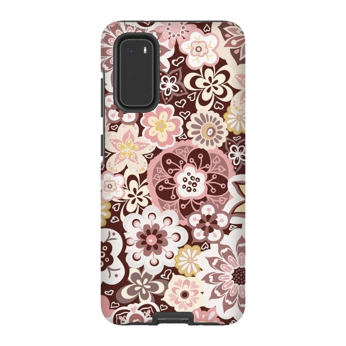 Galaxy S20 StrongFit Bouquet of Blooms-Brown and Yellow by Paula Ohreen
