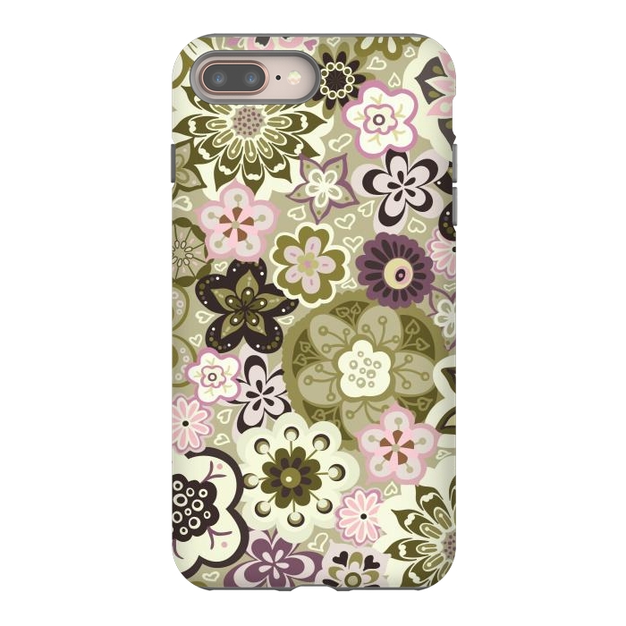 iPhone 7 plus StrongFit Bouquet of Blooms-Green and Pink by Paula Ohreen