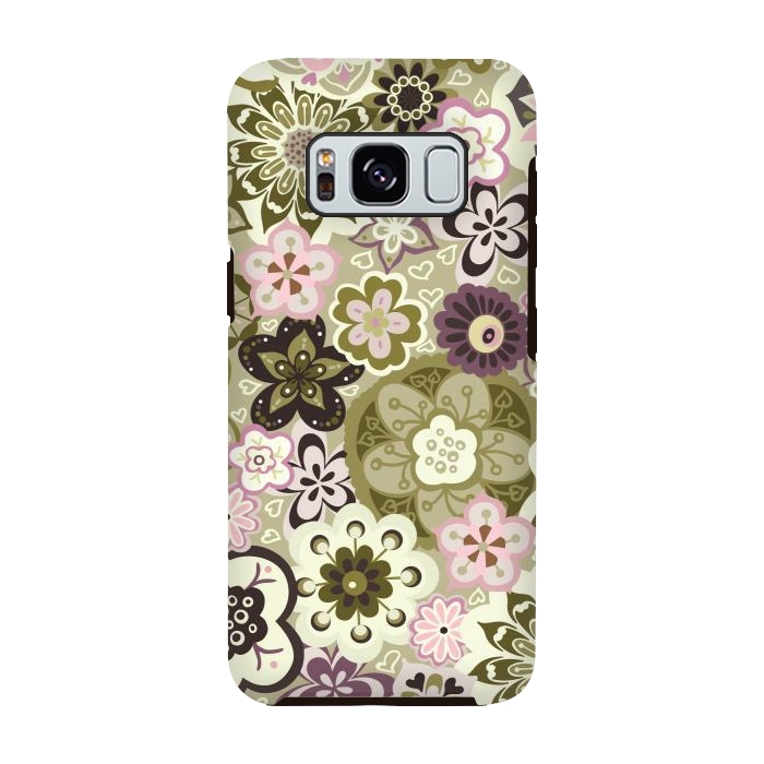 Galaxy S8 StrongFit Bouquet of Blooms-Green and Pink by Paula Ohreen