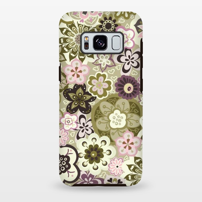 Galaxy S8 plus StrongFit Bouquet of Blooms-Green and Pink by Paula Ohreen