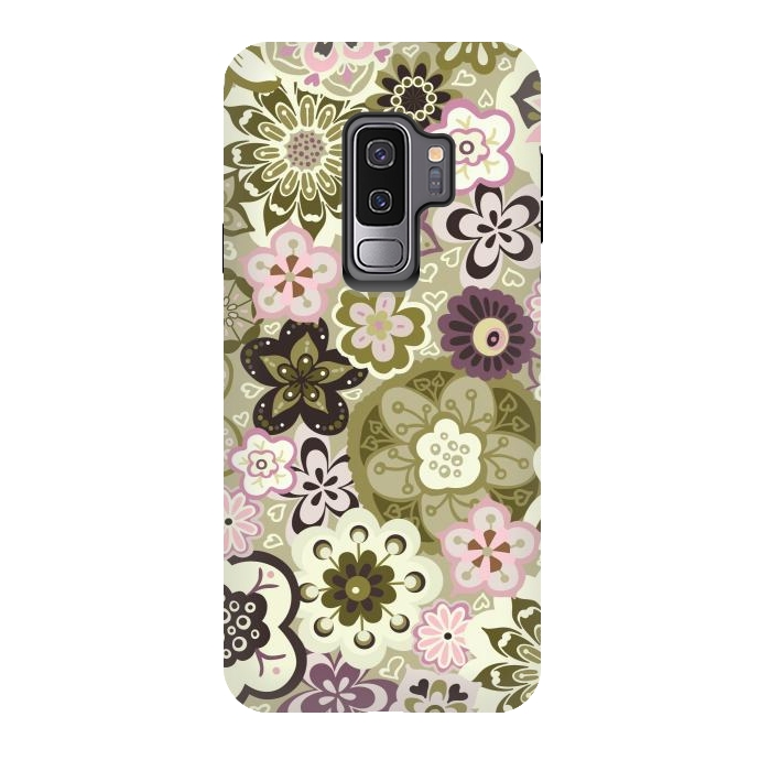 Galaxy S9 plus StrongFit Bouquet of Blooms-Green and Pink by Paula Ohreen