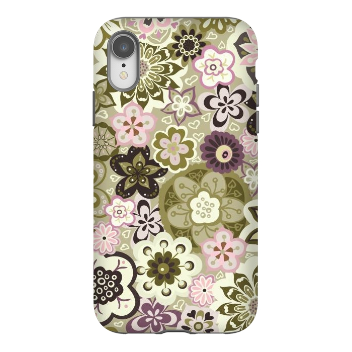 iPhone Xr StrongFit Bouquet of Blooms-Green and Pink by Paula Ohreen