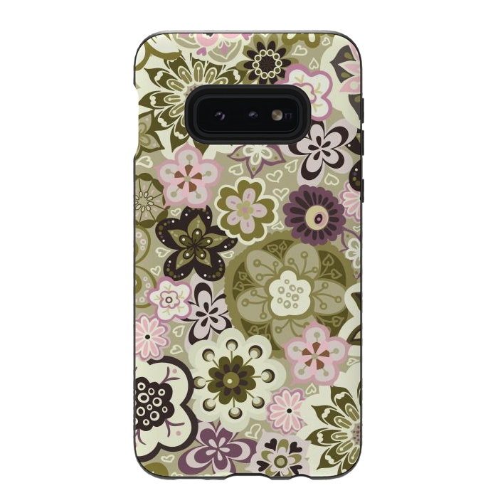 Galaxy S10e StrongFit Bouquet of Blooms-Green and Pink by Paula Ohreen