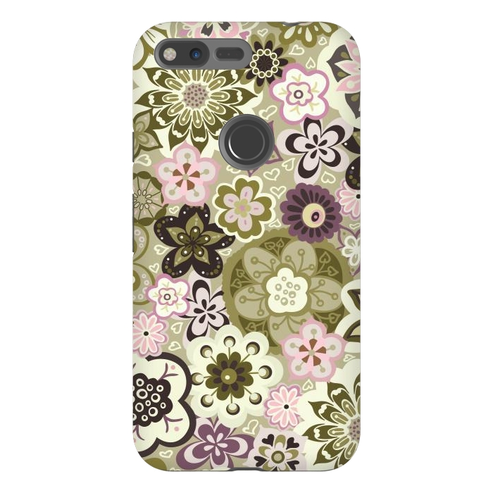 Pixel XL StrongFit Bouquet of Blooms-Green and Pink by Paula Ohreen