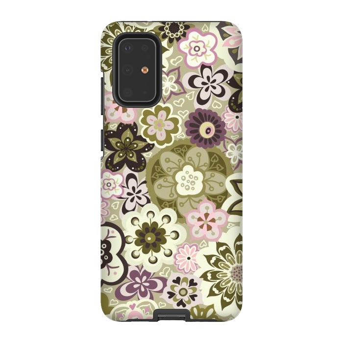 Galaxy S20 Plus StrongFit Bouquet of Blooms-Green and Pink by Paula Ohreen