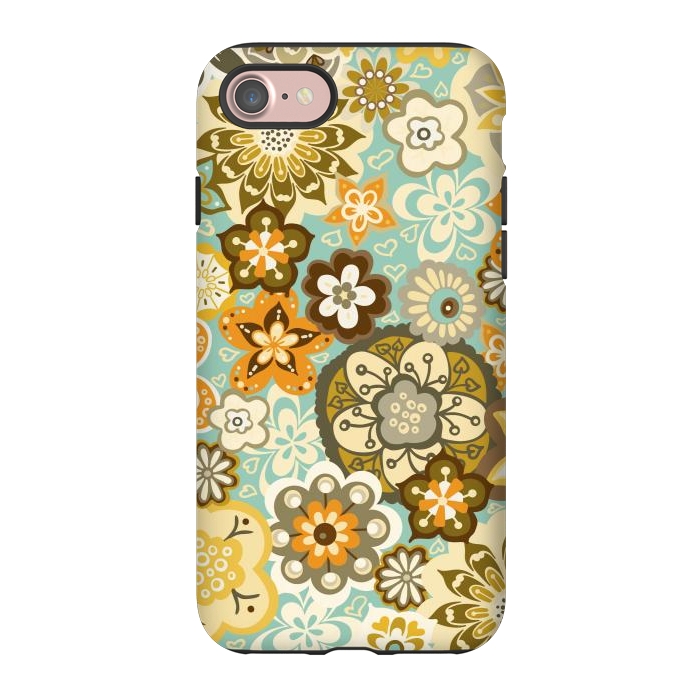 iPhone 7 StrongFit Bouquet of Blooms-Blue and Orange by Paula Ohreen