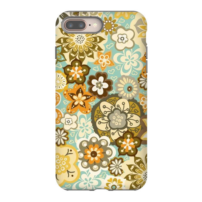 iPhone 7 plus StrongFit Bouquet of Blooms-Blue and Orange by Paula Ohreen