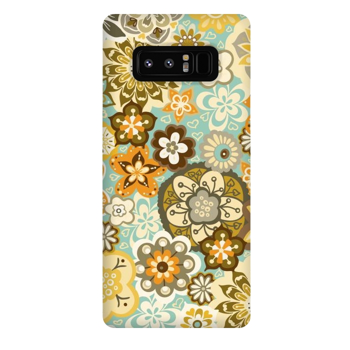 Galaxy Note 8 StrongFit Bouquet of Blooms-Blue and Orange by Paula Ohreen