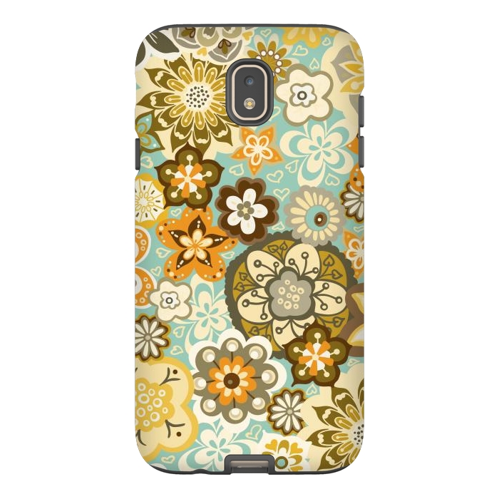 Galaxy J7 StrongFit Bouquet of Blooms-Blue and Orange by Paula Ohreen