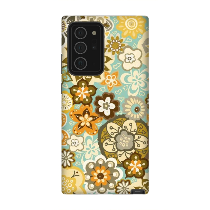 Galaxy Note 20 Ultra StrongFit Bouquet of Blooms-Blue and Orange by Paula Ohreen