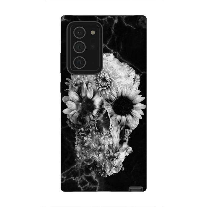 Galaxy Note 20 Ultra StrongFit Floral Skull Marble by Ali Gulec