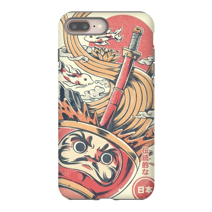 iPhone 8 plus StrongFit Daruma Ramen - White by Ilustrata