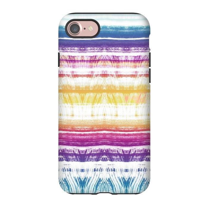 iPhone 7 StrongFit Rainbow brushed ethnic tie dye stripes by Oana 
