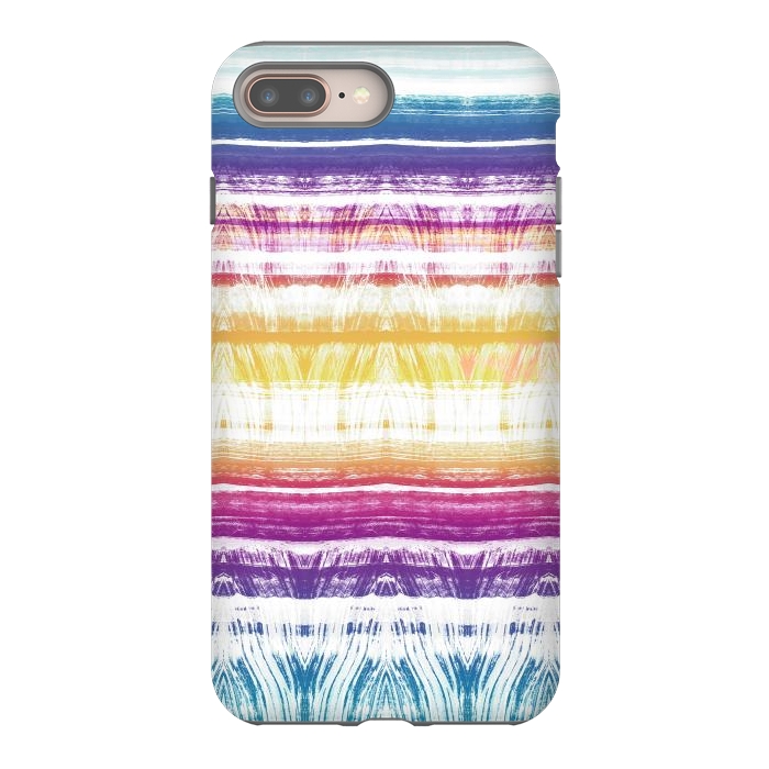 iPhone 7 plus StrongFit Rainbow brushed ethnic tie dye stripes by Oana 
