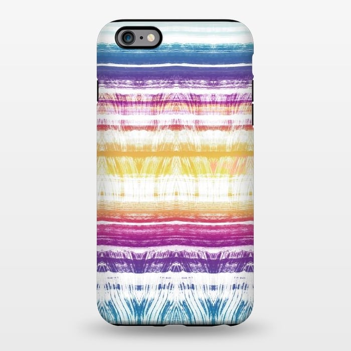 iPhone 6/6s plus StrongFit Rainbow brushed ethnic tie dye stripes by Oana 