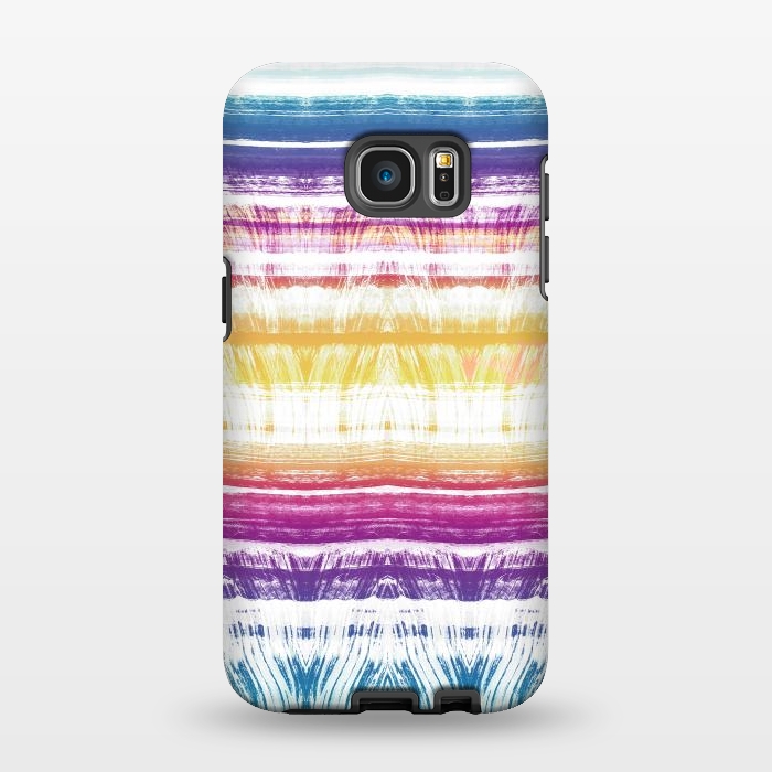 Galaxy S7 EDGE StrongFit Rainbow brushed ethnic tie dye stripes by Oana 