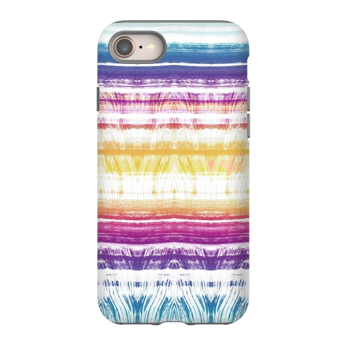 iPhone 8 StrongFit Rainbow brushed ethnic tie dye stripes by Oana 