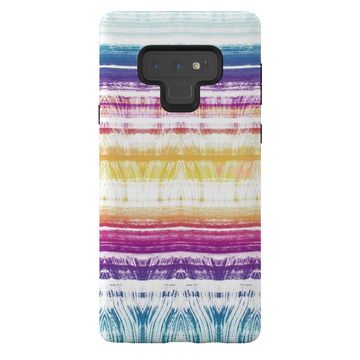 Galaxy Note 9 StrongFit Rainbow brushed ethnic tie dye stripes by Oana 