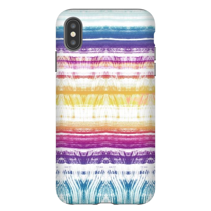 iPhone Xs Max StrongFit Rainbow brushed ethnic tie dye stripes by Oana 