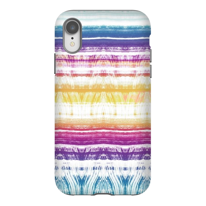 iPhone Xr StrongFit Rainbow brushed ethnic tie dye stripes by Oana 