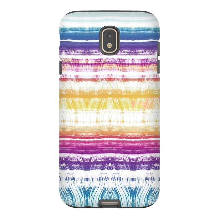 Galaxy J7 StrongFit Rainbow brushed ethnic tie dye stripes by Oana 