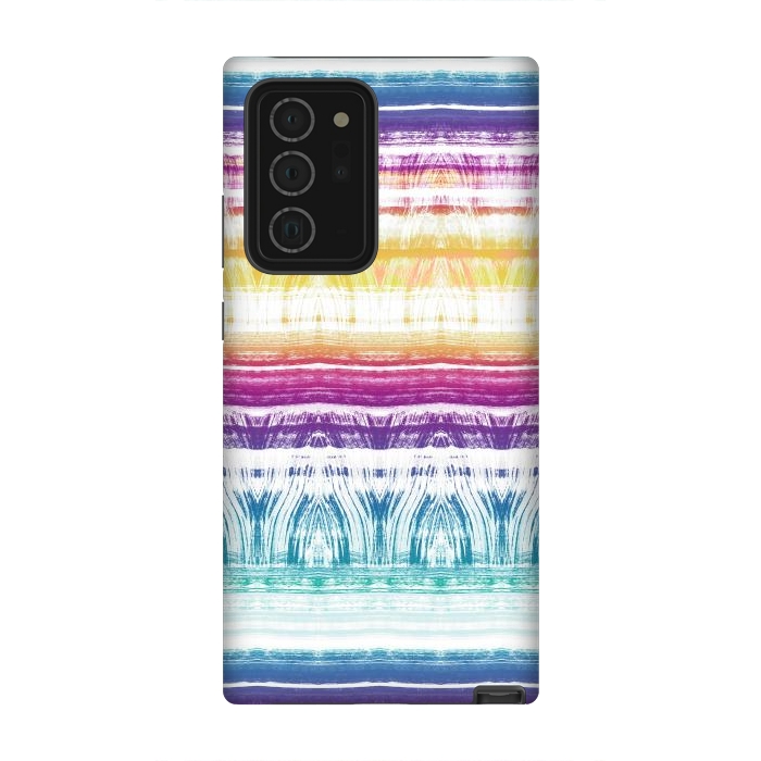Galaxy Note 20 Ultra StrongFit Rainbow brushed ethnic tie dye stripes by Oana 