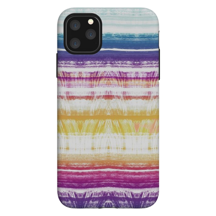 iPhone 11 Pro Max StrongFit Rainbow brushed ethnic tie dye stripes by Oana 