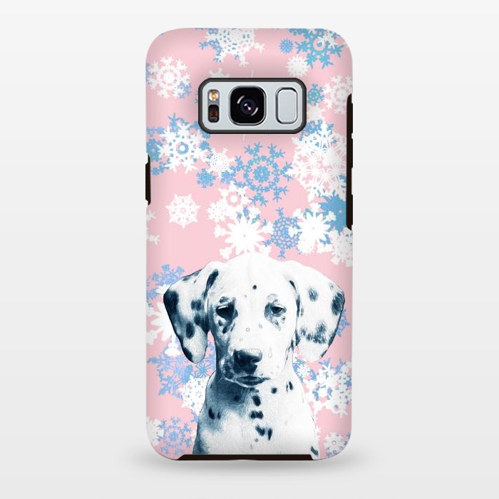 Galaxy S8 plus StrongFit Pink blue dalmatian and snowflakes by Oana 