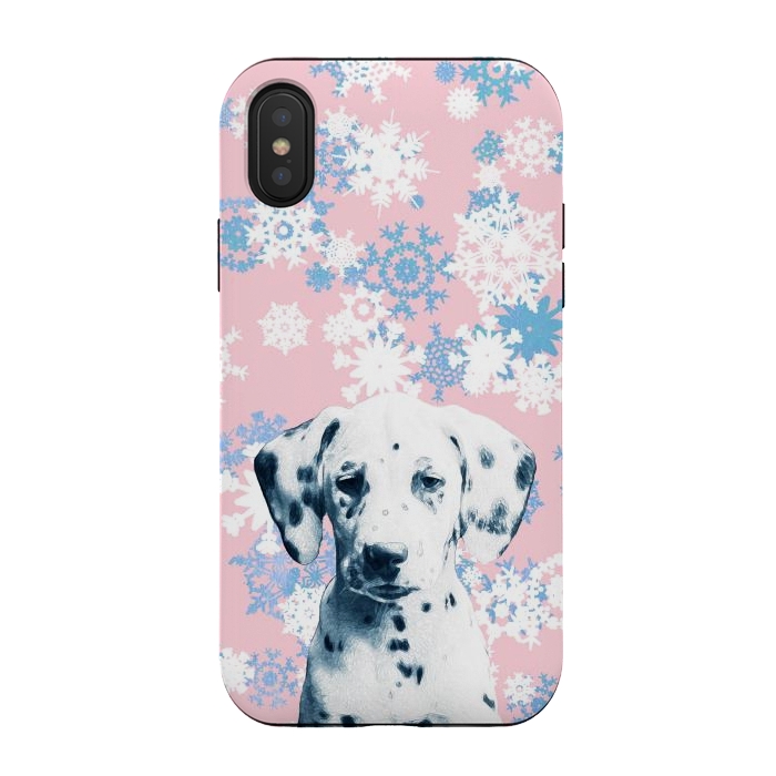 iPhone Xs / X StrongFit Pink blue dalmatian and snowflakes by Oana 