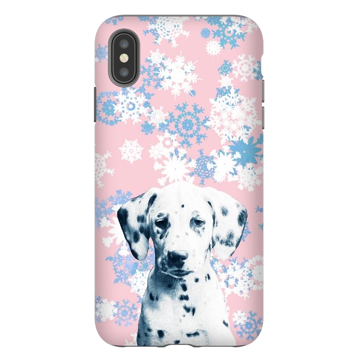 iPhone Xs Max StrongFit Pink blue dalmatian and snowflakes by Oana 