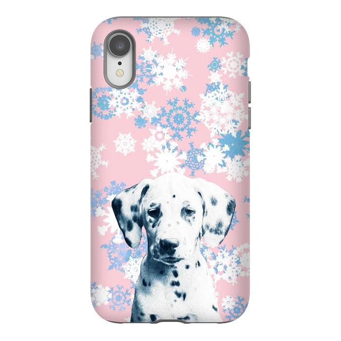 iPhone Xr StrongFit Pink blue dalmatian and snowflakes by Oana 