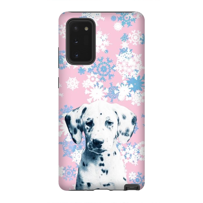 Galaxy Note 20 StrongFit Pink blue dalmatian and snowflakes by Oana 