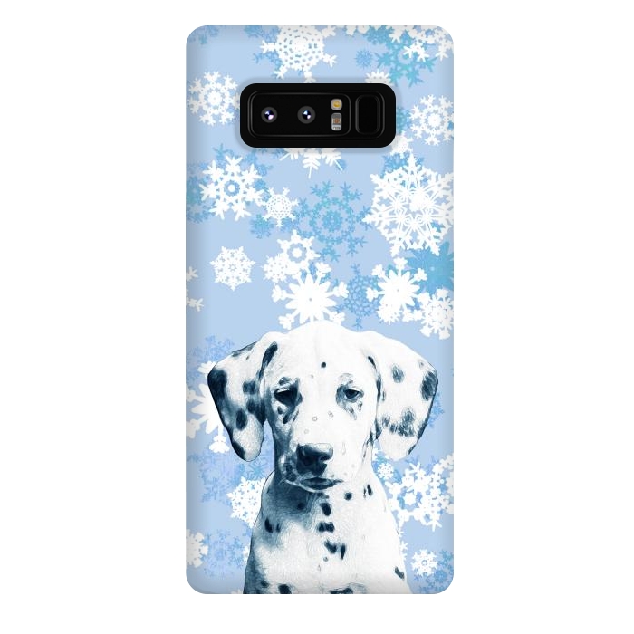 Galaxy Note 8 StrongFit Cute dalmatian and blue white snowflakes by Oana 